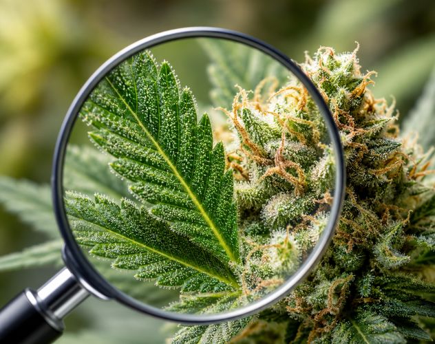 thca flower through a magnifying glass