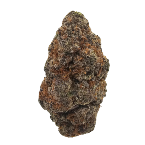 Premium Cherry Gumbo THCA Tea Flower featuring dense resin-coated flowers with deep green and purple tones, offering rich aromas of sweet cherry, creamy bubblegum, vanilla and earthy kush.